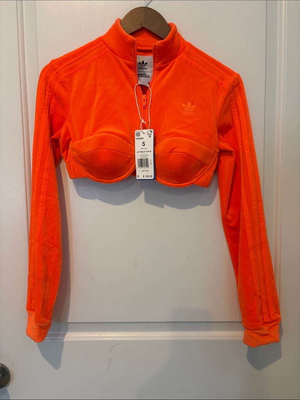 NWT- Sold out online! Jeremy ScottxAdidas Bright Orange Cropped Bust-Detail, S